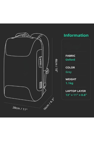 Zimtal Anti-Theft Waterproof Laptop Backpack with USB Charging Port, TSA Lock — Fits 15.6"