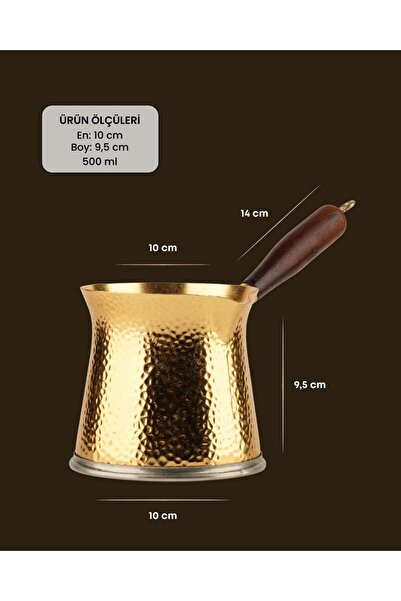 cezpot Telveli 6 Kişilik Ahşap Saplı Döküm Cezve - İndüksiyonlu Ocaklara Uyumlu 500 Ml