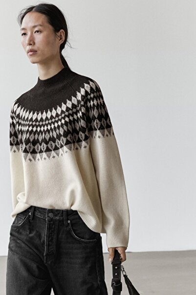 Massimo Dutti Jakarlı yün karışımlı triko kazak