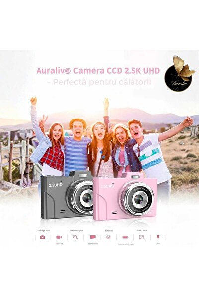 AURALIV Instant Digital Camera Blue — 48MP Ultra HD, 2.5K, 1080P, 8X Optical Zoom, 2.8" IPS