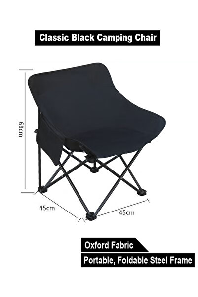 AGD Folding Chair Suitable for Camping, Beach, Fishing, Picnics, Oxford Fabric with Side Storage Poc