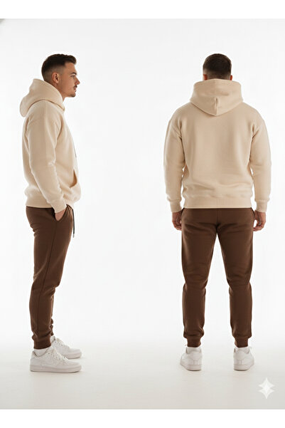 NİCE Σετ αθλητικής φόρμας Three Thread Compact με κουκούλα Cotton Inside NY NewYork B με τύπωμα Premium O oversized