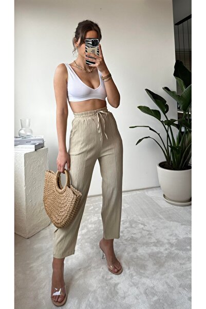 Lady Pixie Παντελόνι Seersucker Shalwar με πλαϊνές τσέπες