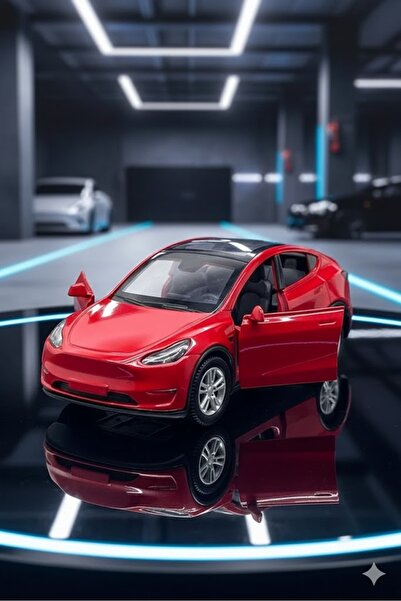 SCOWETTO Tesla Model Y Koleksiyonluk Metal Sesli Işıklı Diest Car Oyuncak mod...