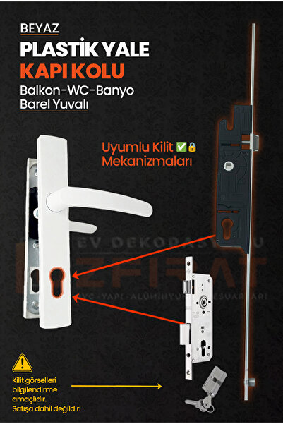 ÖZFIRAT PVC YAPI PVC Pimapen Plastik Yale Kapı Kolu – Balkon, Tuvalet (WC), Banyo İçin – Beyaz – (4 Takım)