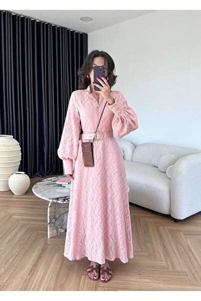 Lady Pixie Μακρύ φόρεμα με λεπτομέρεια με ζώνη και αυτοσχεδιασμένο σχέδιο