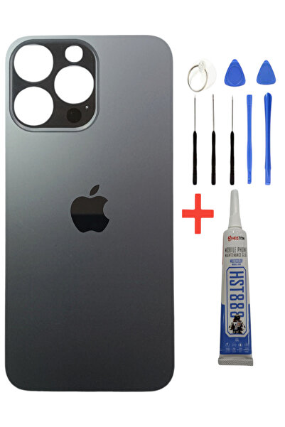 indirimplus iPhone 13 Pro Arka Kapak Cam Ürün  4 renk Pil Kapağı Cam Ürün Siy...