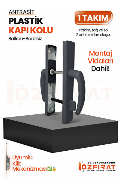 ÖZFIRAT PVC YAPI PVC Pimapen Plastik Balkon Kapı Kolu – Barelsiz – Antrasit – (1 Takım)