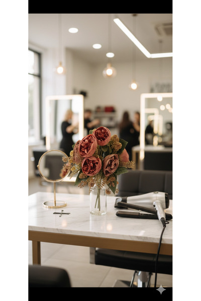 yapay çiçek evi 27 CM BORDO ŞAKAYIK GÜLLÜ ARANJMAN ÇİÇEKLER VAZO SAKSI DEKOR SÜSÜ