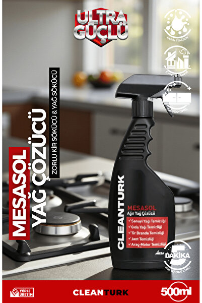 CleanTurk Mesasol Ağır Yağ Çözücü Sanayi Davlumbaz Fırın Jant Yağ Temizleme B...