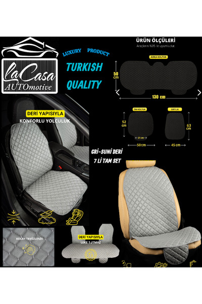 la casa غطاء مقعد سيارة لاكاسا فاخر مبطن من الجلد الصناعي، مريح، مصمم لتقويم العظام (مجموعة من 7 قطع)