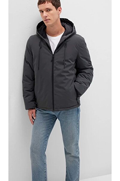 Mavi 0110352 με κουκούλα Φουσκωτό Παλτό Ανδρικό Παλτό ΓΚΡΙ