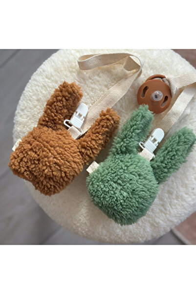 vivimade Teddy Bunny Emzik Askısı Taba - Mint 2'li Klipsli