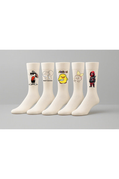 DreamySteps Kişiye Özel Baskılı Çorap | 5'Li Set | Unisex Tasarım | Hediye Se...