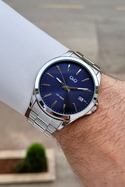 Q&Q Kadranı Lacivert Kordonu Silver Renk 24 Ay Garantili 43 mm Göstergeleri A...