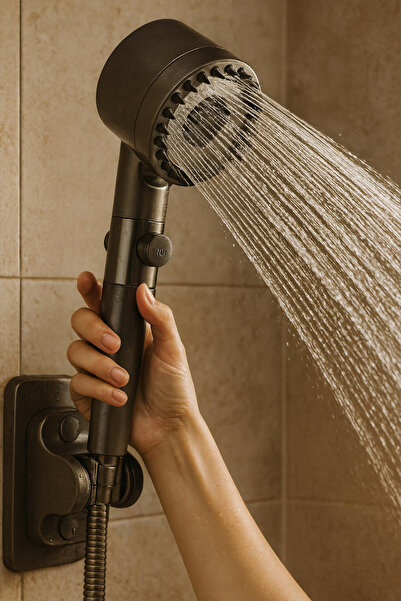 KUSTAR 2'lü Sabit Yüksek Basınçlı Masajlı Filtreli Aç Kapa Duş Başlığı Banyo Duş Seti ve Duş Hortumu