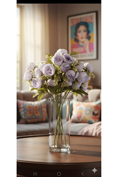 yapay çiçek evi Lila Şakayık Fındık Gülü 45 cm Ev Vazo Dekor Süsü