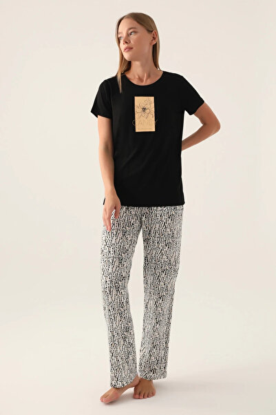 Arnetta Candy Black Women's Short Sleeve Pajama Set