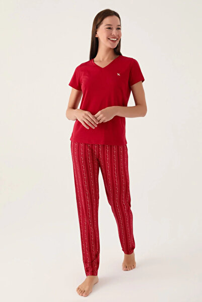 Arnetta Basics Claret Red Γυναικεία κοντομάνικη πιτζάμες