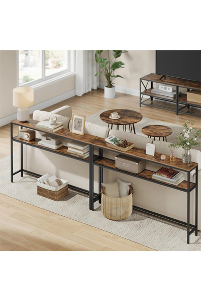 AGD Corner coffee table made of two layers of wood, with a sturdy metal frame, 100*30*90 cm