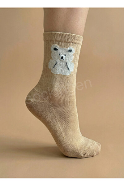 Sockingen 3-Pack Teddy Bear Patterned Cotton College Socks Set - Dark Colors - Teen, Adult