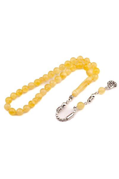 Burhan Sağlam Küre Kesim 7x7 mm Damla Kehribar Gümüş Püsküllü Tesbih