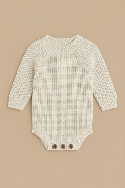 Babily Baby Knitted Knitwear Bodysuit Long Sleeve Buttoned Unisex Knitbody
