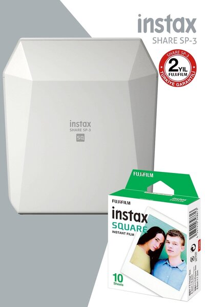 Fujifilm Share SP-3 Beyaz instax Yazıcı & 10'lu Kare Film