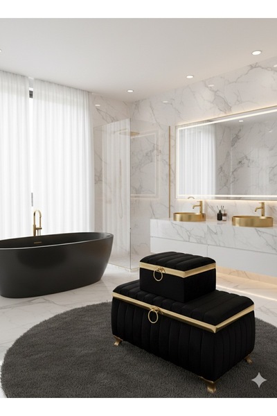 Zoe Home Gold Kulplu İkili Çeyiz Sandığı Nişan, Bohça, Söz Henüz Yorum Yazılm...