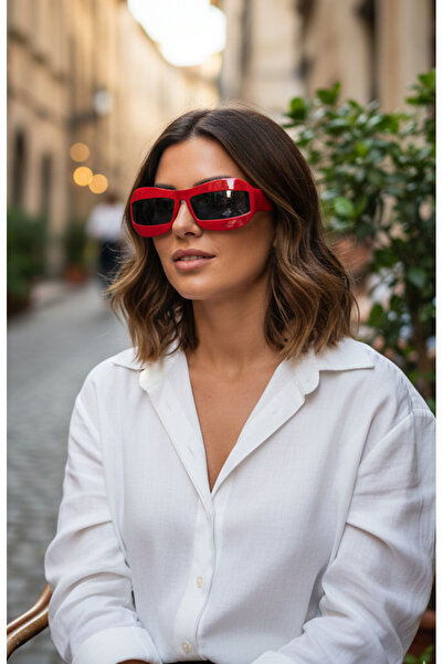 Kapin Alexander  Geometrik Kemik Çerçeve Güneş Gözlüğü - Kırmızı