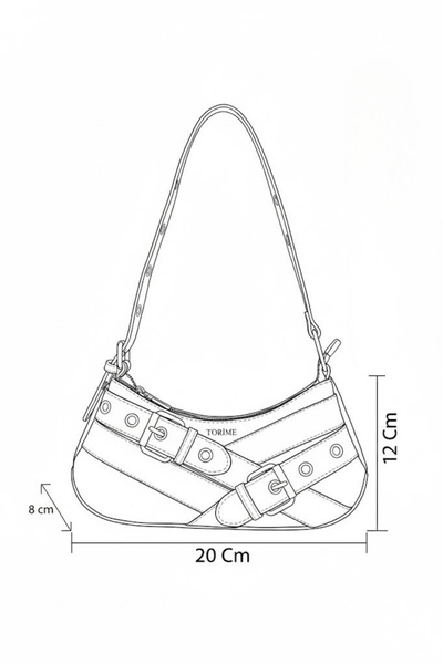 torime Geantă de culoare aurie Baguette cu detaliu curea pentru femei, cu fermoar, geantă de umăr și de braț reglabilă