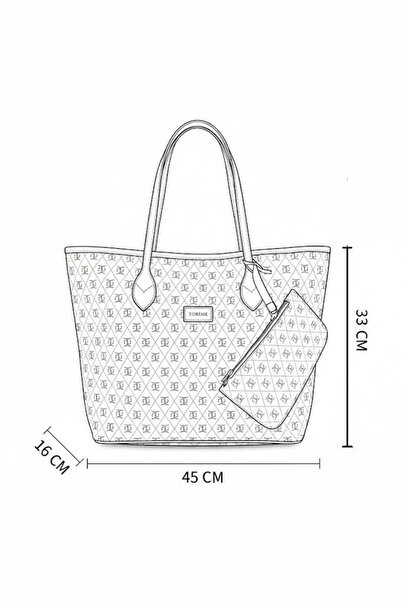 torime Black Patterned Large Size Women's Bag – Shoulder & Arm Use, Vegan Leather