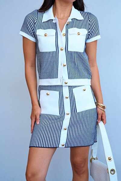 Genel Markalar Cepli Etek Takım - Kemik-Lacivert