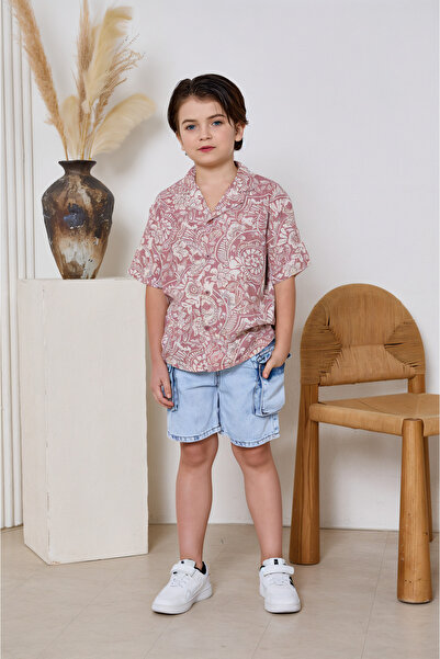Alesaei-mondo tondo Boys' light blue denim shorts 4013