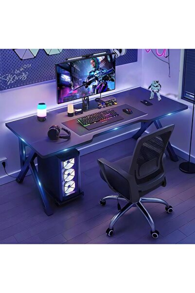 Aralifes Gaming Desk Computer Desk for Bedroom, Gamer Workstation Sturdy Gaming Table with K-Shaped Legs