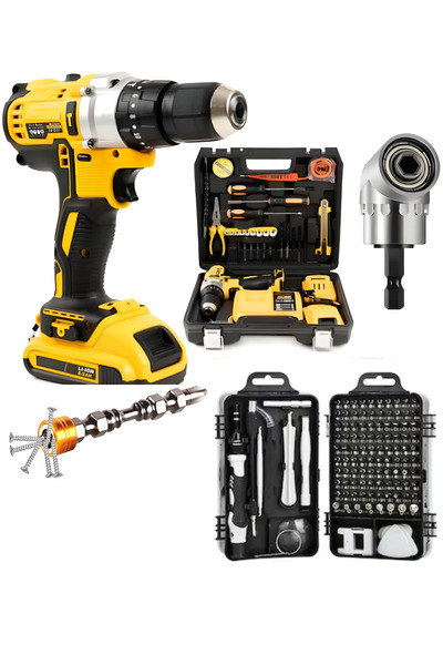 Generic Masina de gaurit/insurubat, 2X48V, valiza + trusa 115 biti, + Adaptor 45 grade i + Bit magnetic