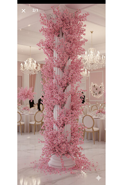 yapay çiçek evi A Kalite Çift Kat 120 Yapraklı Bahar Dalı Japon Kiraz Çiçeği ...