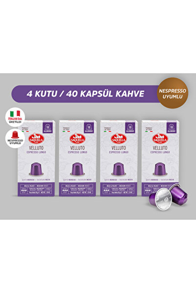 Saquella caffe Saquella Velluto Kapsül Kahve 40 Adet 4'lü Set