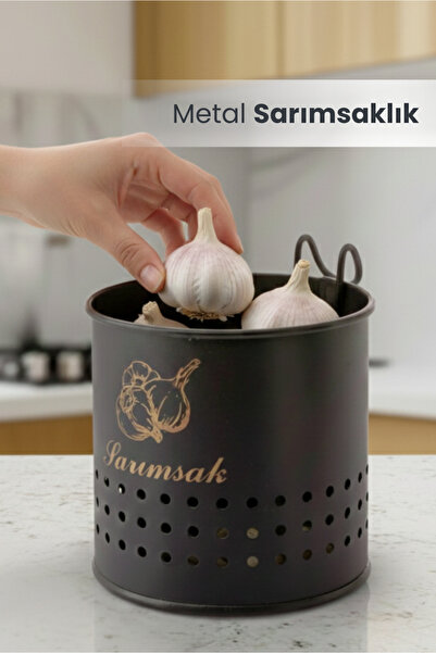 Orvila Metal Lüx Asılabilir Siyah Sarımsaklık Kovası | Çeyizlik