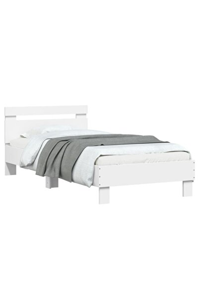 vidaxl Bed Frame without Mattress with Headboard White 90x200 cm