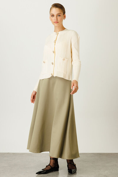 Hooopstore Πλεκτή ζακέτα με κουμπιά - Κρεμ