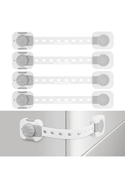MR.BRACKET 4'lü Aç Kapa Kilitli Ayarlanabilir 3M Yapışkanlı Bebek Çocuk Buzdolabı Klozet Çekmece Dolap Kilidi