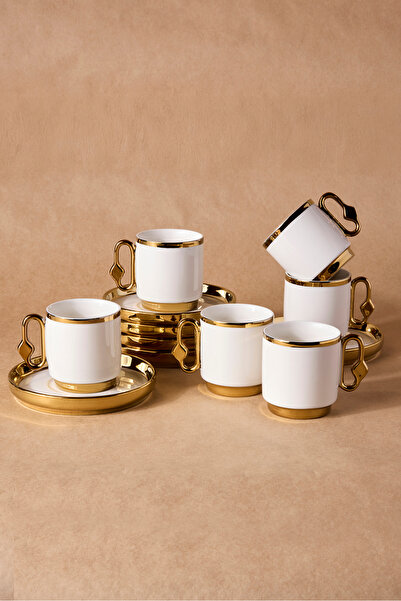Perotti Cihangir Gold 6 Kişilik Porselen Kahve Fincanı Takımı
