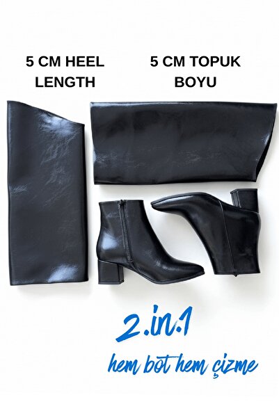 DİVOLYA Μπότες και μπότες καθημερινής χρήσης Lash από μαύρο λουστρίνι με κοχλία (Ύψος τακουνιού 5 cm)