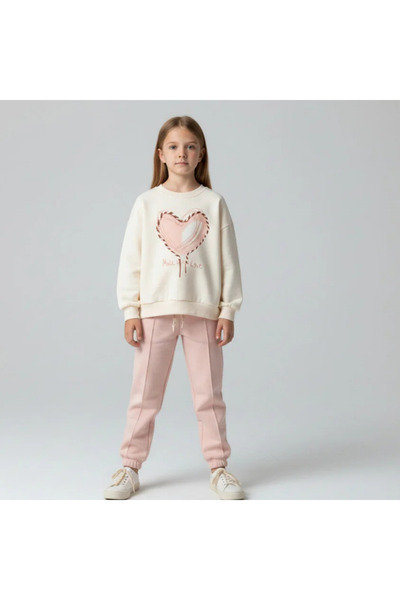 ALG طقم شال بناتي مطرز بثلاثة خيوط مبطن بالصوف خيط