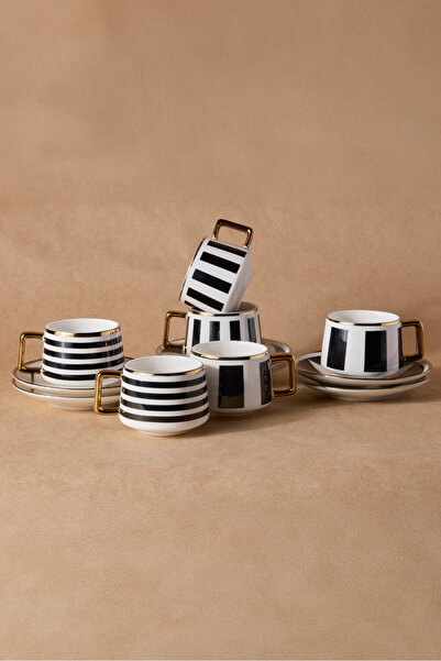Perotti Cihangir 6-Person Porcelain Striped Coffee Cup Set
