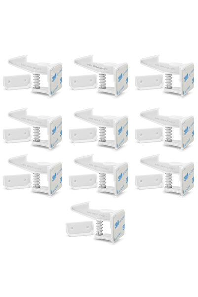 MR.BRACKET مجموعة من 10 قفل درج خزانة سري لسلامة الأطفال - إصدار مطور قفل لاص...