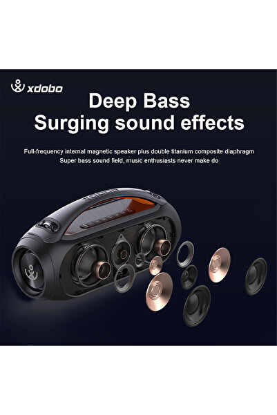 XDOBO 80W Wireless Subwoofer, Double Mark Karaoke Bluetooth Speaker with 2 Wireless Microphones, Black