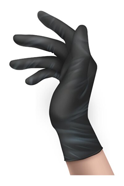 Beybi Powder Free Black Nitrile Exam Gloves-Box of 100