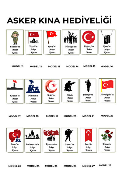 SEVİMLİ TASARİMLAR Asker Kına Hediyeliği (25 ADET)